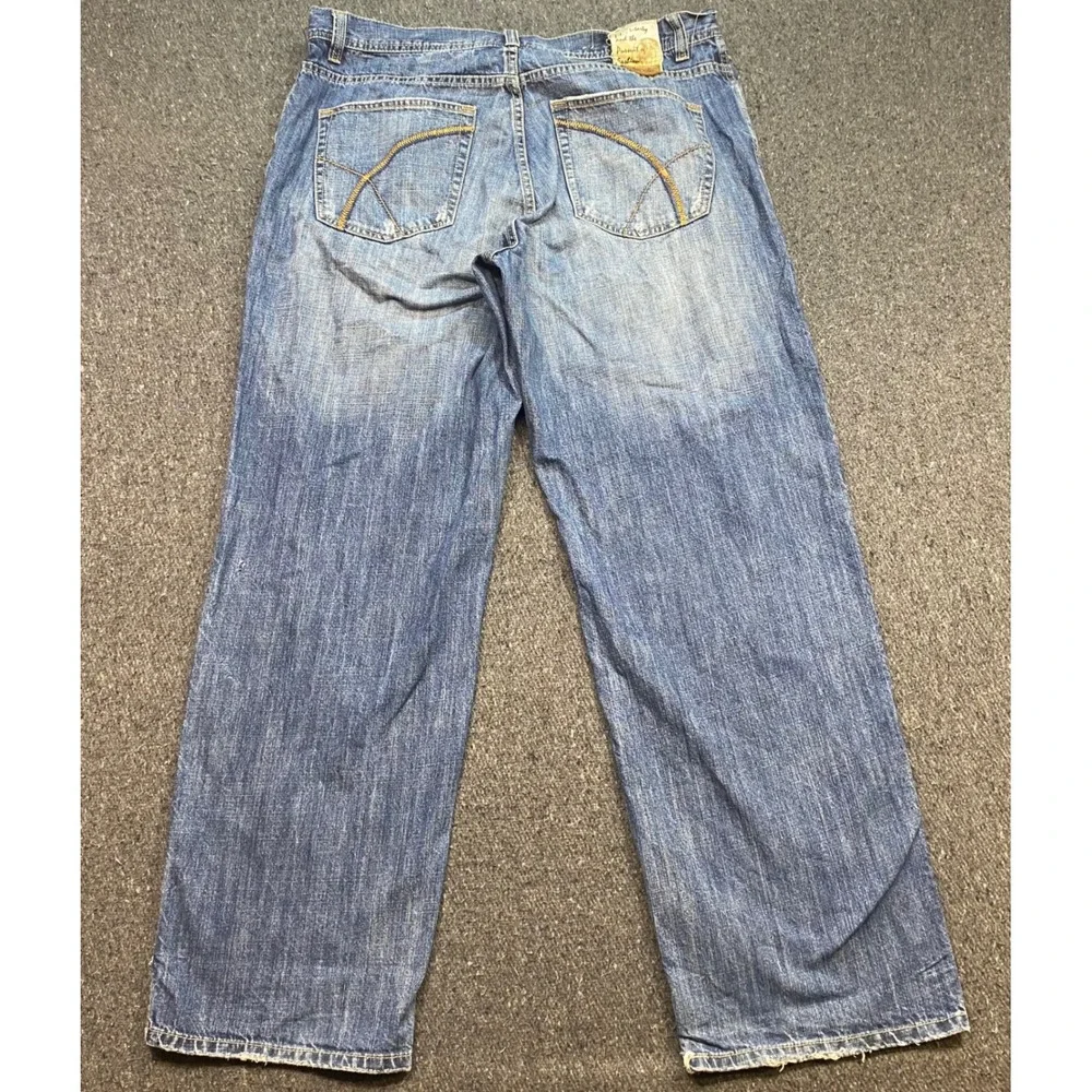 Pelle Pelle Baggy Jeans Sz 40 Mens Blue Streetwear Wide Leg Marc Buchanan